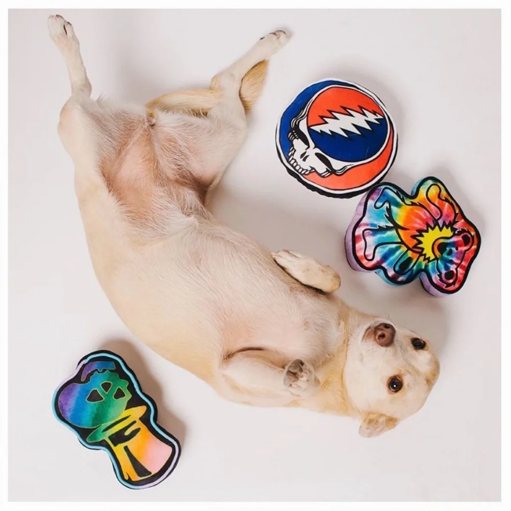 NWT Grateful Dead Steal Your Face Plush Squeaker Dog Toy